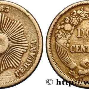 PÉROU 2 Centavos Soleil 1863 fwo_430911 Monde Commander Vite