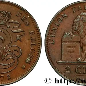 BELGIQUE 2 Centimes lion monogramme de Léopold II 1873 fwo_827606 Monde Pas Cher