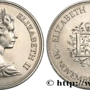 ROYAUME-UNI 25 New Pence (1 Crown) 25e anniversaire de mariage d’Elisabeth II 1972 fwo_833254 Monde Promotion
