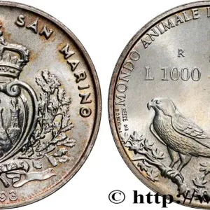 SAINT-MARIN 1000 Lire Faune en danger 1993 Rome fwo_402253 Monde Garantie Incluse