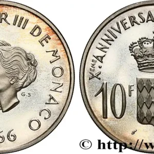 MONACO 10 Francs argent, dixième anniversaire du mariage 1966 Paris fwo_534509 Monde Acheter Direct