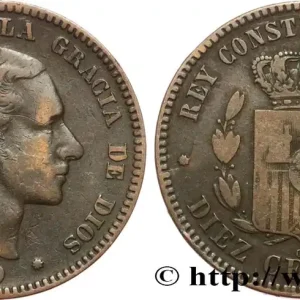 ESPAGNE 10 Centimos Alphonse XII 1879 Oeschger Mesdach & CO fwo_638495 Monde Authentique