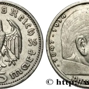 Produit De Marque ALLEMAGNE 5 Reichsmark Maréchal Paul von Hindenburg 1935 Berlin fwo_642966 Monde