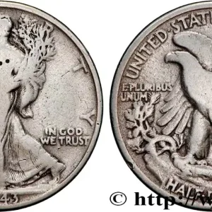 Paiement Sécurisé ÉTATS-UNIS D'AMÉRIQUE 1/2 Dollar Walking Liberty 1943 Philadelphie fwo_819988 Monde