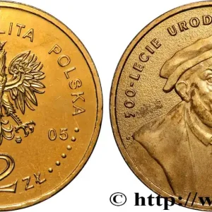 POLOGNE 2 Zlote aigle / 500e anniversaire de Mikolaj Rej (1505-1569) 2005 Varsovie fwo_821407 Monde Acheter Direct