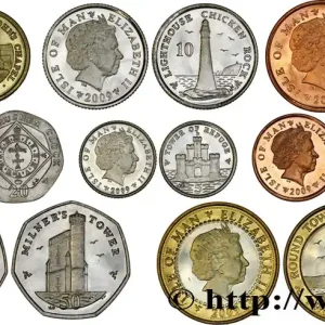 Vente Flash ÎLE DE MAN Lot de 8 monnaies 1, 2, 5, 10, 20 & 50 Pence, 1 & 2 Pounds 2009 fwo_845730 Monde