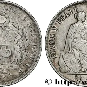 PÉROU 1/2 Sol emblème / “Liberté” 1865 fwo_846077 Monde Commande En Gros
