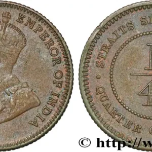 Exclusif ÉTABLISSEMENTS DES DÉTROITS 1/4 Cent Georges V 1916 Inde fwo_846379 Monde