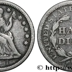 Expédition Rapide ÉTATS-UNIS D'AMÉRIQUE 1/2 Dime (5 Cents) Liberté assise 1851 Philadelphie fwo_847781 Monde