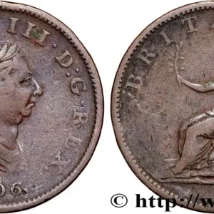 ROYAUME-UNI 1/2 Penny Georges III tête laurée 1806 Soho fwo_854887 Monde Original