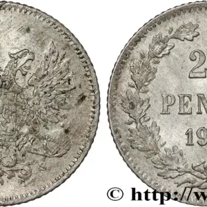 FINLANDE 25 Pennia aigle bicéphale type à l’aigle sans couronne du gouvernement Kerenski 1917 Helsinki fwo_820126 Monde Haute Qualité
