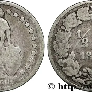 SUISSE 1/2 Franc Helvetia 1877 Berne - B fwo_826924 Monde Dernier Modèle