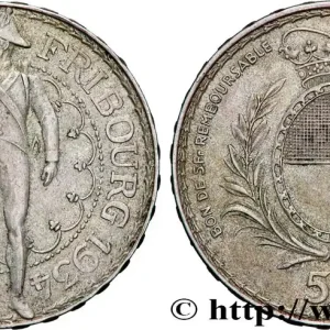 SUISSE 5 Francs, monnaie de Tir, Fribourg 1934 Le Locle fwo_838604 Monde Dernier Modèle