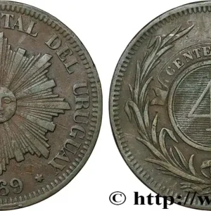 URUGUAY 4 Centesimos soleil 1869 Heaton fwo_846061 Monde Exclusif