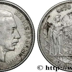 Fait Main DANEMARK 2 Kroner 60e anniversaire du roi Christian X 1930 Copenhague fwo_846434 Monde