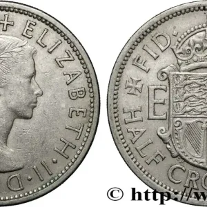 ROYAUME-UNI 1/2 Crown Élisabeth II 1955 fwo_852015 Monde Nouvel Arrivage