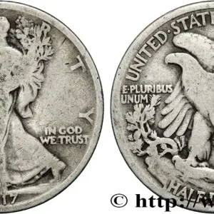 Commander Vite ÉTATS-UNIS D'AMÉRIQUE 1/2 Dollar Walking Liberty 1917 Philadelphie fwo_861602 Monde