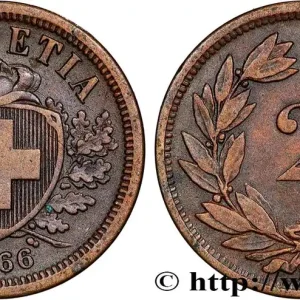 SUISSE 2 Centimes (Rappen) croix suisse 1866 Berne fwo_815895 Monde Expédié Aujourd’hui