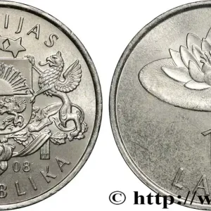 Livraison Gratuite LETTONIE 1 Lats emblème / nénuphar 2008 Rahapaja Oyfwo_819262 Monde