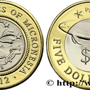 Gros Lot MICRONÉSIE 5 Dollars emblème / Orque pygmée 2012 fwo_840472 Monde