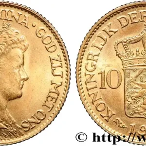 OR, PALLADIUM ET PLATINE INVESTISSEMENT 10 Gulden, 3e type Wilhelmina 1917 Utrecht fwo_860002 Monde Nouveauté