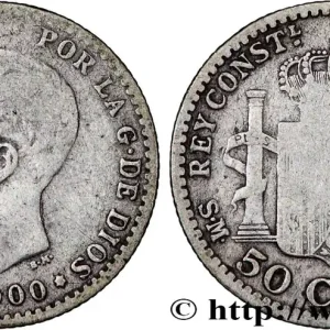 Meilleure Qualité ESPAGNE 50 Centimos Alphonse XIII 3e type 1900 Madrid fwo_862014 Monde