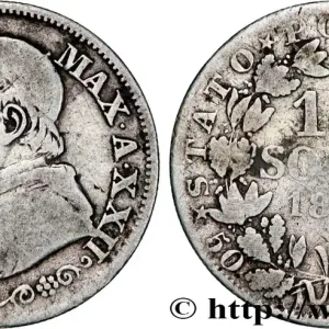 Livraison Gratuite VATICAN ET ÉTATS PONTIFICAUX 10 Soldi (50 Centesimi) Pie IX an XXII 1868 Rome fwo_862159 Monde