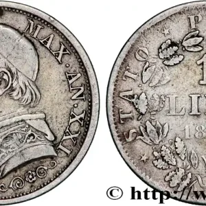 VATICAN ET ÉTATS PONTIFICAUX 1 Lira Pie IX type grand buste an XXI 1866 Rome fwo_862160 Monde Petit Prix