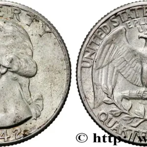 ÉTATS-UNIS D'AMÉRIQUE 1/4 Dollar Georges Washington 1942 Philadelphie fwo_862613 Monde Quantité Limitée