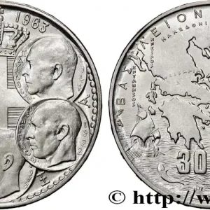 GRÈCE 30 Drachmes Centenaire de la dynastie danoise 1963 fwo_863190 Monde Réduction