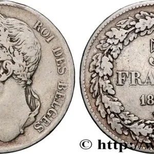 BELGIQUE 5 Francs Léopold Ier tête laurée 1849 fwo_863300 Monde Satisfait Ou Remboursé