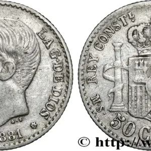 ESPAGNE 50 Centimos Alphonse XII (1881) 1881 Madrid fwo_862101 Monde Bon Marché
