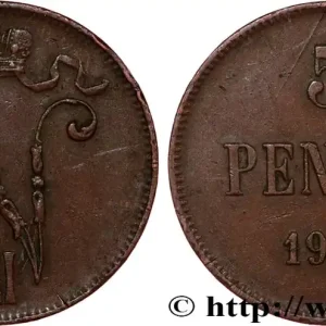 FINLANDE 5 Pennia monogramme Tsar Nicolas II 1913 fwo_820351 Monde Dernier Modèle