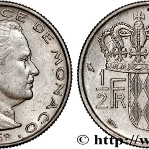 Satisfait Ou Remboursé MONACO 1/2 Franc Rainier III 1968 Paris fwo_833179 Monde