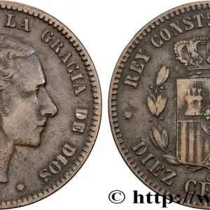 Expédié Aujourd’hui ESPAGNE 10 Centimos Alphonse XII 1878 Oeschger Mesdach & CO fwo_834423 Monde