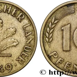 ALLEMAGNE 10 Pfennig “Bank deutscher Länder” 1949 Karlruhe - G fwo_840285 Monde Dernière Chance