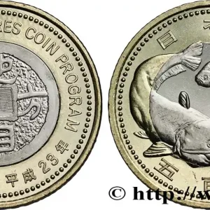 JAPON 500 Yen série des 47 préfectures : Shiga an 23 Heisei - poissons du lac Biwa 2011 fwo_840446 Monde En Vogue