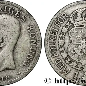 SUÈDE 1 Krona Gustave V 1910 fwo_852927 Monde Nouveauté