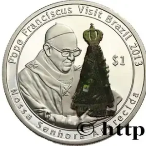 Offre Exclusive ÎLES VIERGES BRITANNIQUES 1 Dollar Proof visite du pape François au Brésil 2014 fwo_854328 Monde