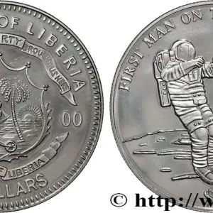 LIBERIA 5 Dollars Proof Premier pas de l’homme sur la Lune 2000 fwo_855591 Monde Meilleur Choix