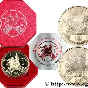 Super Prix SINGAPOUR 2 Dollars Proof année du coq 2005 fwo_858048 Monde