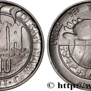 Offre Spéciale SAINT-MARIN 10 Lire 3 tours / écologie : l’empreinte de l’Homme 1977 fwo_862622 Monde