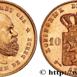 OR, PALLADIUM ET PLATINE INVESTISSEMENT 10 Gulden Guillaume III, 2e type 1877 Utrecht fwo_864286 Monde Dernier Modèle