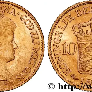 Nouvel Arrivage OR, PALLADIUM ET PLATINE INVESTISSEMENT 10 Gulden, 3e type Wilhelmina 1917 Utrecht fwo_864287 Monde