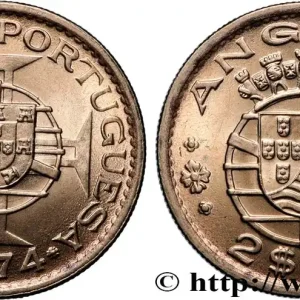 ANGOLA 2 1/2 Escudos emblème du Portugal 1974 fwo_837252 Monde Bon Marché