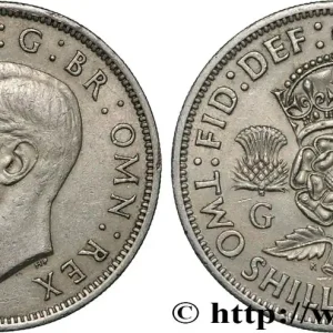Haute Qualité ROYAUME-UNI 2 Shillings Georges VI 1948 fwo_853523 Monde