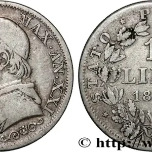 Affaire À Saisir VATICAN ET ÉTATS PONTIFICAUX 1 Lire Pie IX type grand buste an XXI 1866 Rome fwo_854717 Monde