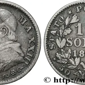 VATICAN ET ÉTATS PONTIFICAUX 10 Soldi (50 Centesimi) Pie IX an XXIII 1868 Rome fwo_854724 Monde Top Vente