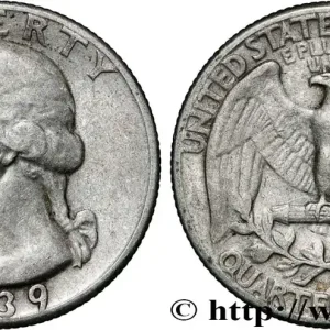 ÉTATS-UNIS D'AMÉRIQUE 1/4 Dollar Georges Washington 1939 Philadelphie fwo_856796 Monde Vente Flash