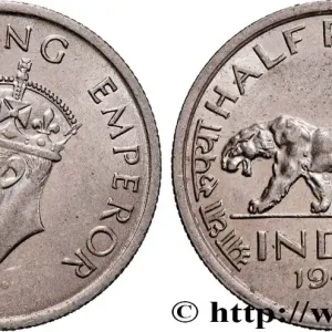 INDE 1/2 Roupie Georges VI / tigre 1947 Bombay (Mumbai) fwo_859058 Monde Acheter Direct